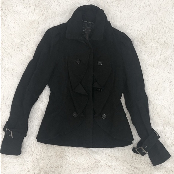 BCBGMaxAzria Jackets & Blazers - Bcbg Maxazria Wool Ruffle Peacoat